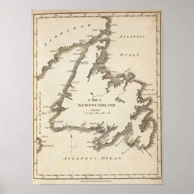 Map of Newfoundland Poster (Front)