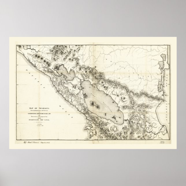 Map of Nicaragua (1873) Poster (Front)