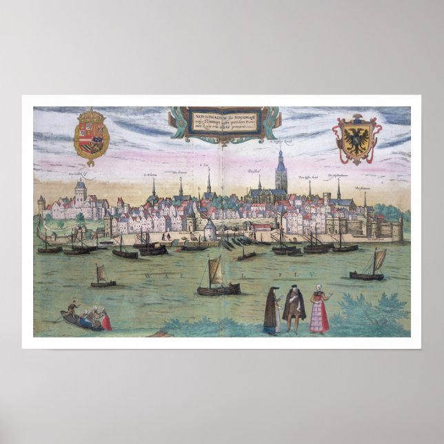 Map of Nijmegen, from 'Civitates Orbis Terrarum' b Poster (Front)