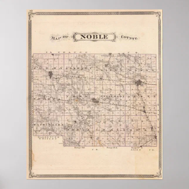 Map of Noble County Poster | Zazzle