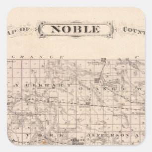 Map of Noble County Square Sticker