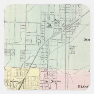 Map of Normal, Bloomington Square Sticker