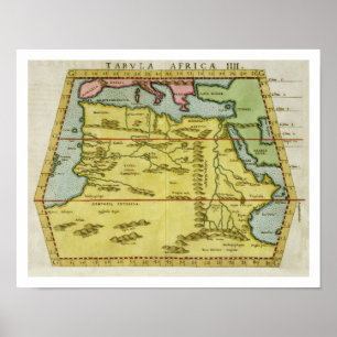 Map of North Africa, c.1580s (colored engraving) Poster