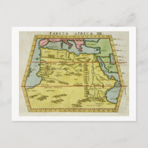 Map of North Africa, c.1580s (coloured engraving) Postcard