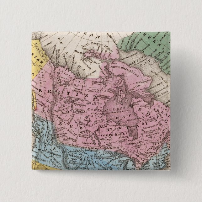 Map of North America 2 15 Cm Square Badge (Front)
