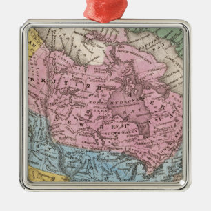 Map of North America 2 Metal Tree Decoration