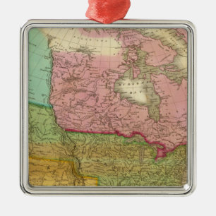 Map of North America 3 Metal Tree Decoration