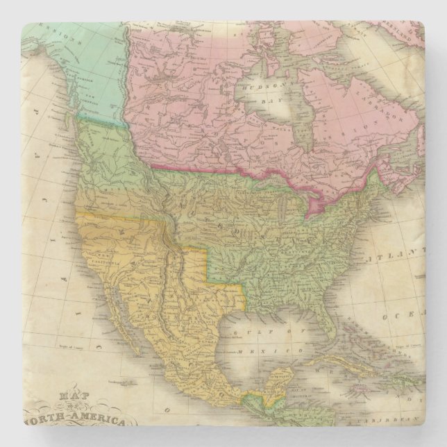 Map of North America 3 Stone Coaster (Front)