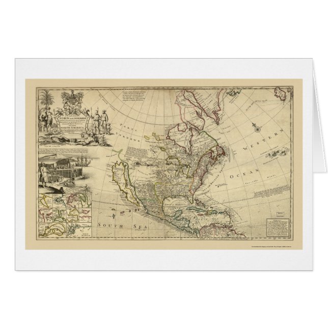 Map of North America by Herman Moll 1715 (Front Horizontal)