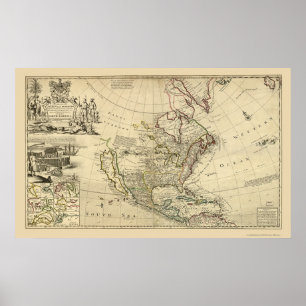 Map of North America by Herman Moll 1715 Poster