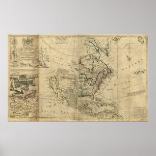Map of North America by Herman Moll (1715) Poster