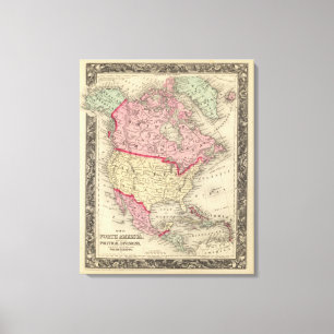 Map Of North America Canvas Print