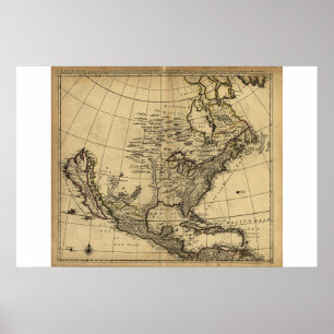 Map of North America, English, circa 1685 Poster