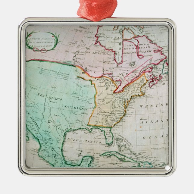 Map of North America Metal Tree Decoration (Front)