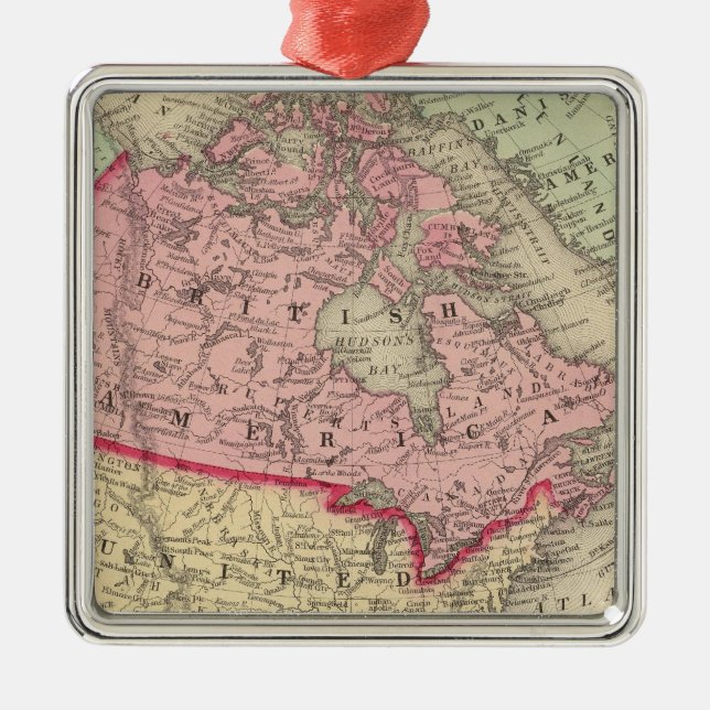 Map Of North America Metal Tree Decoration (Front)