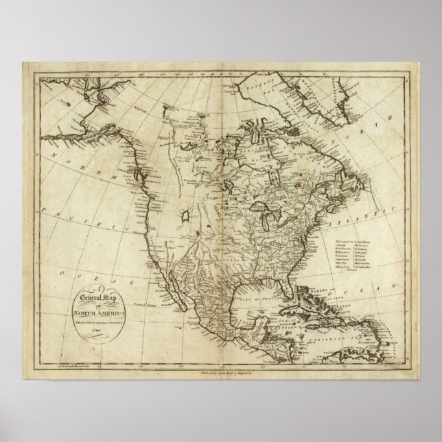 Map of North America Poster (Front)
