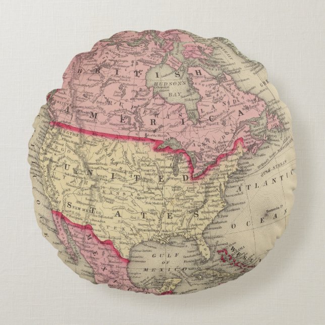 Map Of North America Round Cushion (Front)