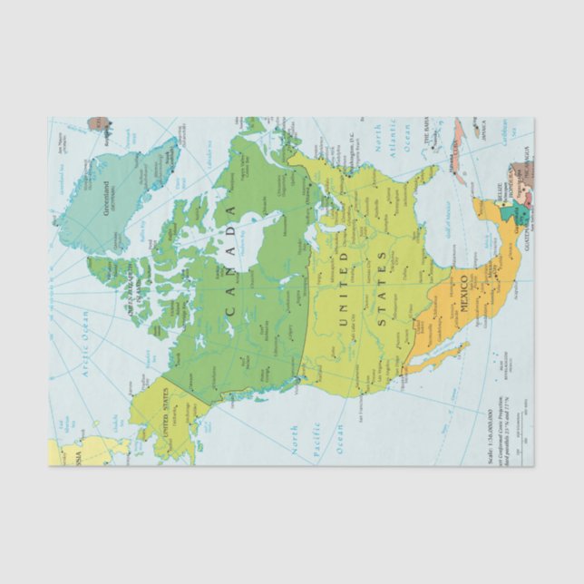 Map of North-America Tissue Paper (Front)