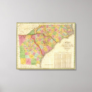 Map Of North and South Carolina And Georgia Canvas Print