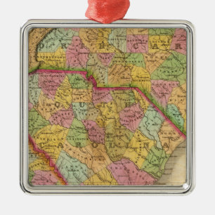 Map Of North and South Carolina And Georgia Metal Tree Decoration