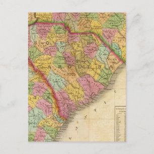 Map Of North and South Carolina And Georgia Postcard