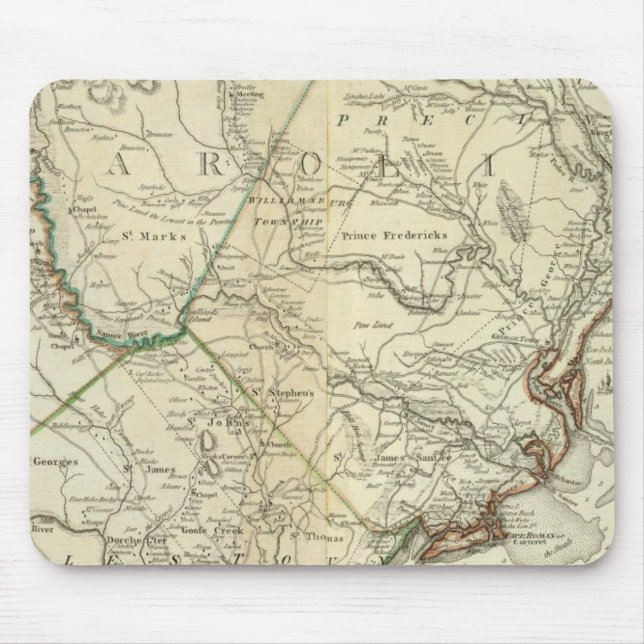 Map Of North And South Carolina Mouse Mat (Front)