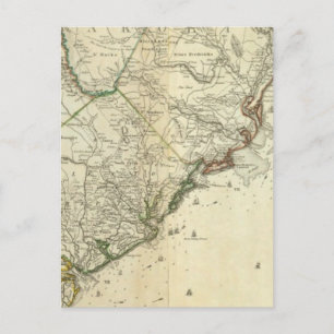 Map Of North And South Carolina Postcard