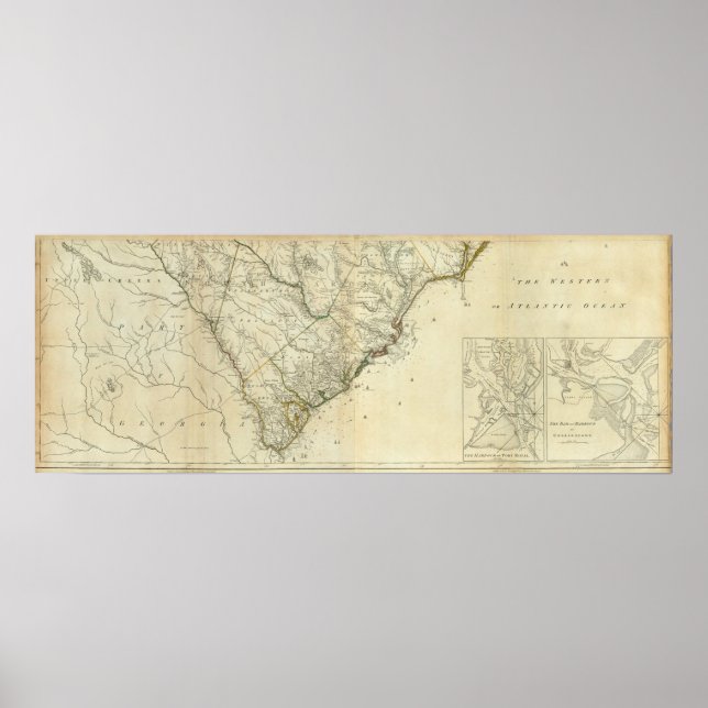 Map Of North And South Carolina Poster (Front)