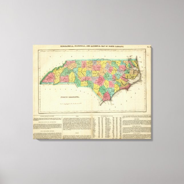 Map Of North Carolina Canvas Print (Front)