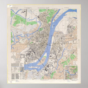 Map of North Korean City of Pyongyang in 1946 Poster