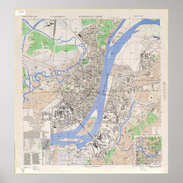 Map of North Korean City of Pyongyang in 1946 Poster (Front)