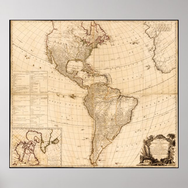 Map of North & South America (1786) Poster (Front)