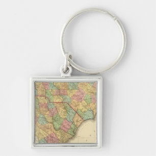 Map of North South Carolina Key Ring