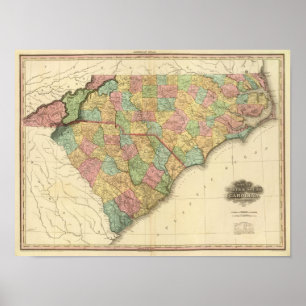 Map of North South Carolina Poster