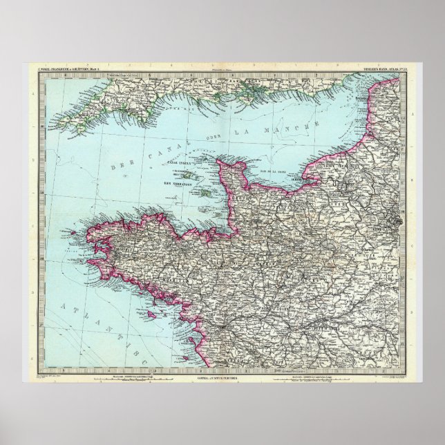 Map of Northern France (1891) Poster (Front)