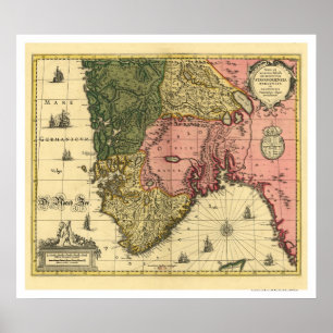 Map of Norway by Jan Jansson 1650 Poster