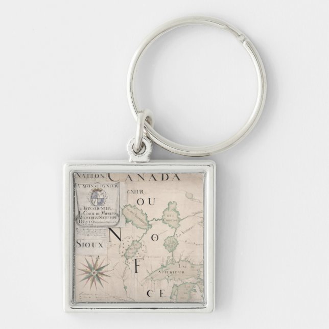 Map of Nouvelle-France  1699 Key Ring (Front)