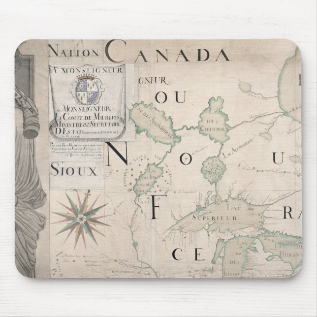 Map of Nouvelle-France  1699 Mouse Mat (Front)