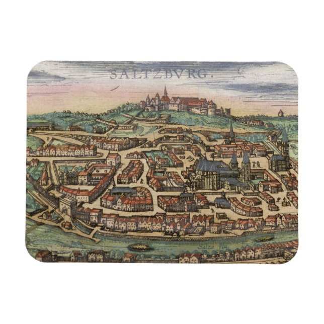Map of Nuremberg, Ulm, and Saltzburg, from 'Civita Magnet (Horizontal)
