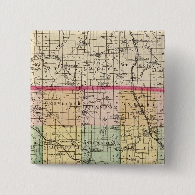 Map of Oakland County, Michigan 15 Cm Square Badge (Front)