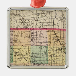 Map of Oakland County, Michigan Metal Tree Decoration