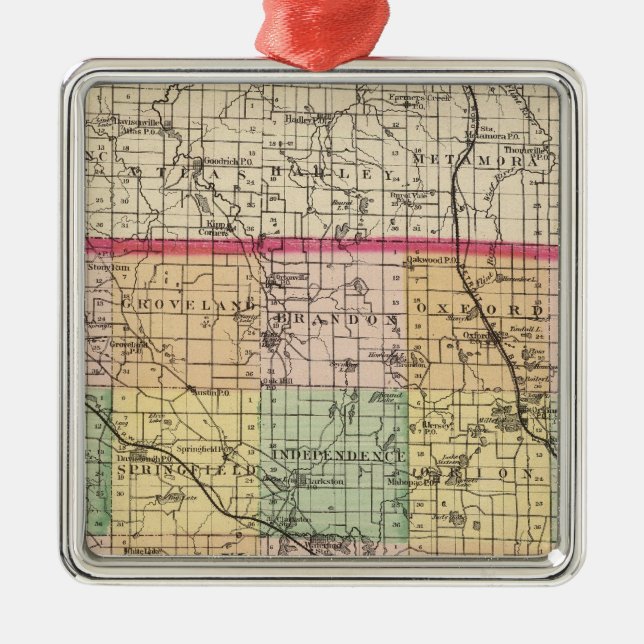 Map of Oakland County, Michigan Metal Tree Decoration (Front)