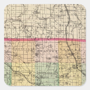 Map of Oakland County, Michigan Square Sticker