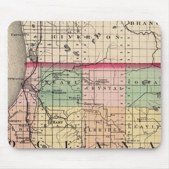 Map of Oceana County, Michigan Mouse Mat (Front)