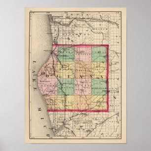 Map of Oceana County, Michigan Poster