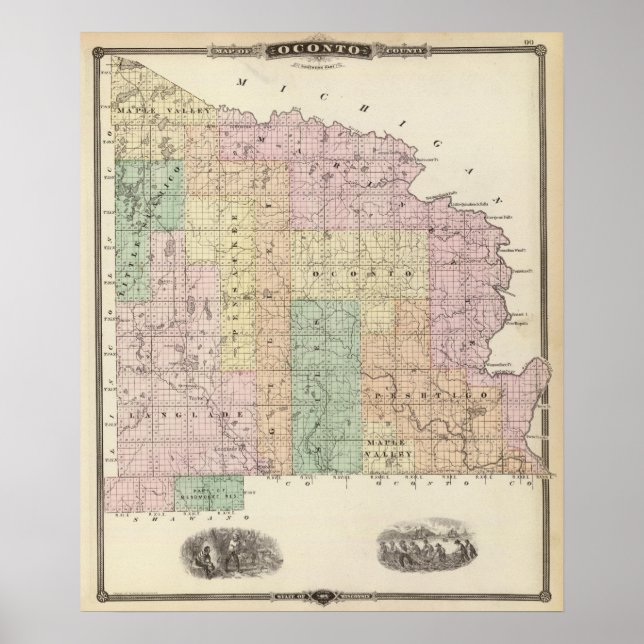 Map of Oconto County northern part Poster (Front)