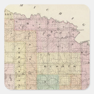 Map of Oconto County northern part Square Sticker