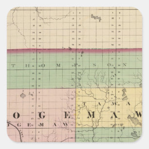 Map of Ogemaw County, Michigan Square Sticker