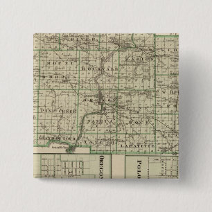 Map of Ogle County, Polo and Oregon 15 Cm Square Badge