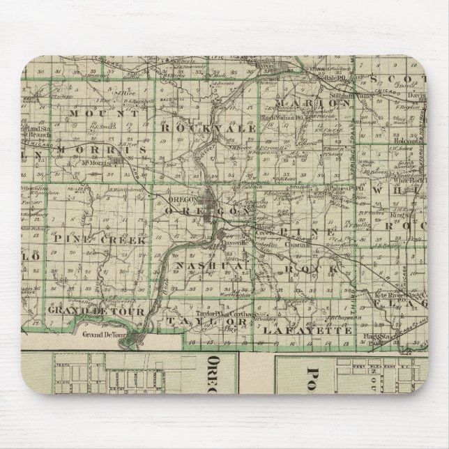 Map of Ogle County, Polo and Oregon Mouse Mat (Front)
